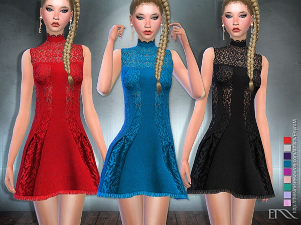Sims 4 Sleeveless Mock Neck Dress by EsyraM at TSR
