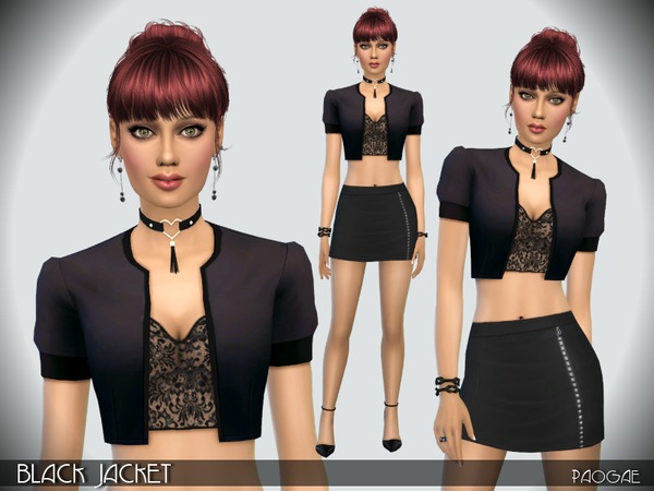 Sims 4 Black Jacket by Paogae at TSR