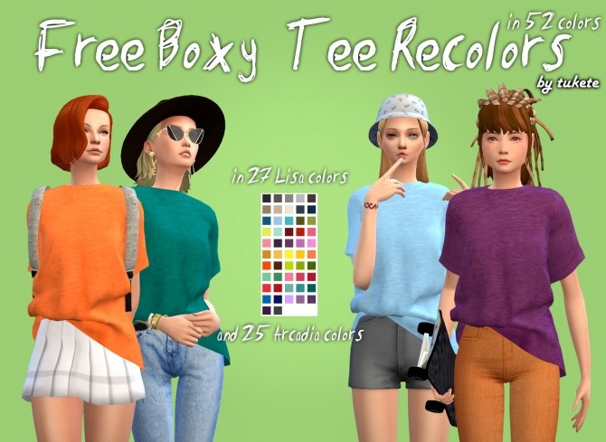 Sims 4 Free Boxy Tee Recolors at Tukete