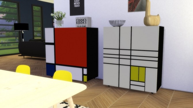 Sims 4 Homage To Mondrian Cabinet at Meinkatz Creations