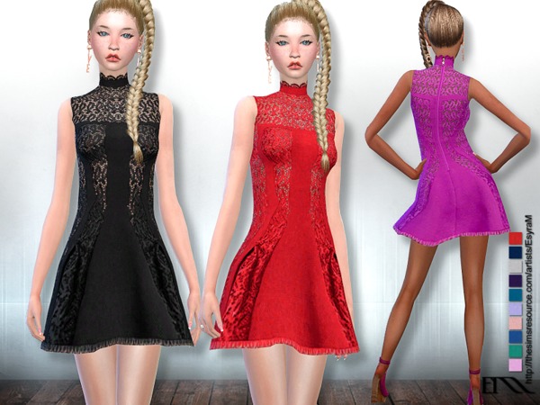 Sims 4 Sleeveless Mock Neck Dress by EsyraM at TSR