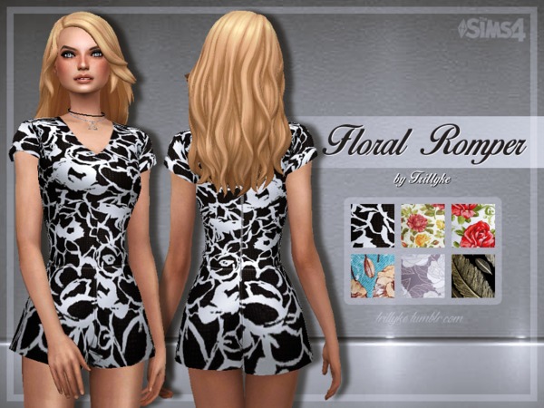 Sims 4 Trillyke Floral Romper by Trilly21 at TSR