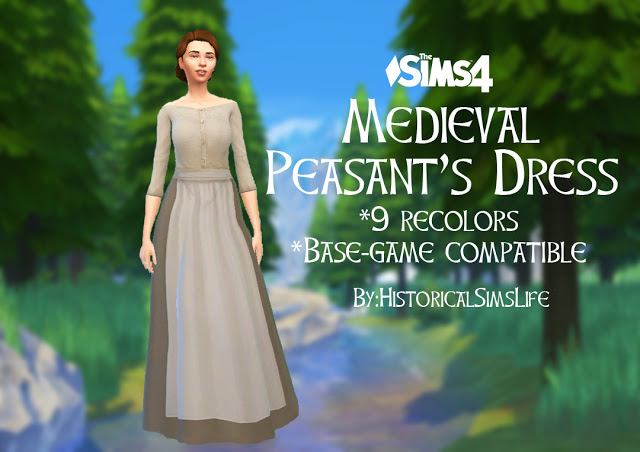 Sims 4 Medieval Peasants Dress by Anni K at Historical Sims Life