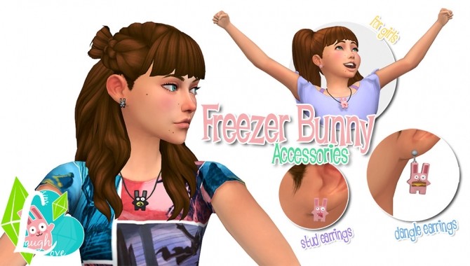 Sims 4 Freezer Bunny necklace and earrings at SimLaughLove