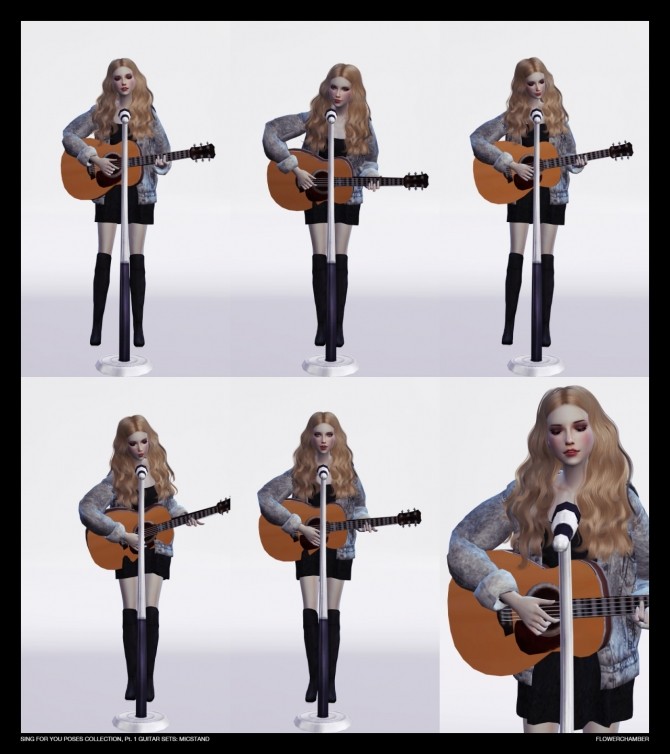 Sims 4 SING FOR YOU Poses collection, pt.1: Guitar Sets at Flower Chamber