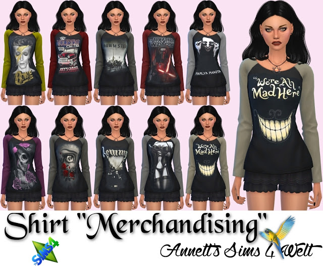 Sims 4 Shirts Merchandising for Women at Annett’s Sims 4 Welt