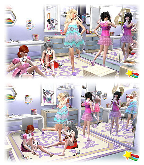 Sims 4 Everyday life series make up poses at A luckyday
