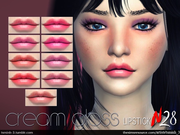 Sims 4 Cream Gloss Lipstick by tsminh 3 at TSR