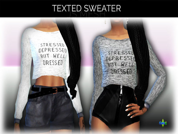 Sims 4 Recolor Texted Sweater by LRimshard at TSR