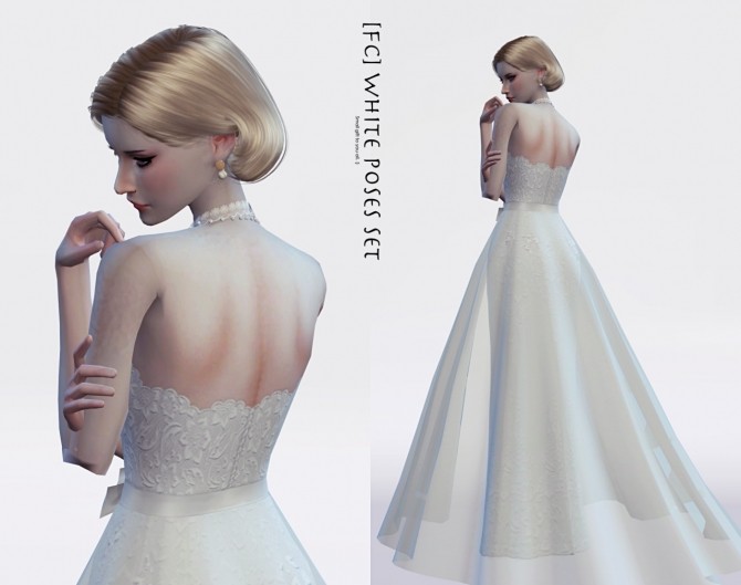 Sims 4 WHITE (Dress Special) poses at Flower Chamber