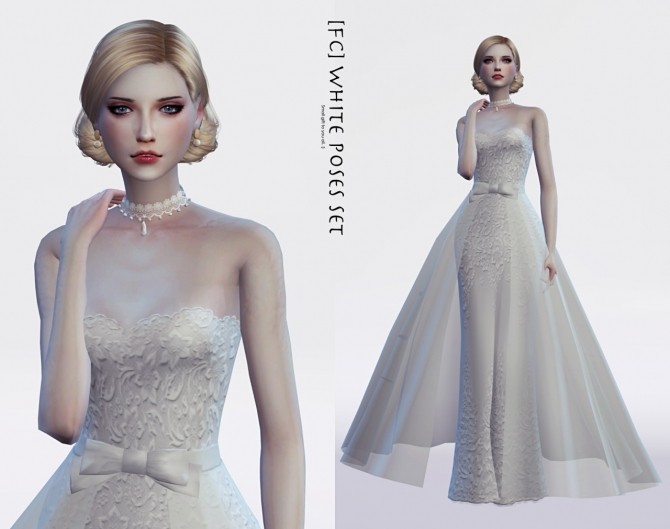 Sims 4 WHITE (Dress Special) poses at Flower Chamber