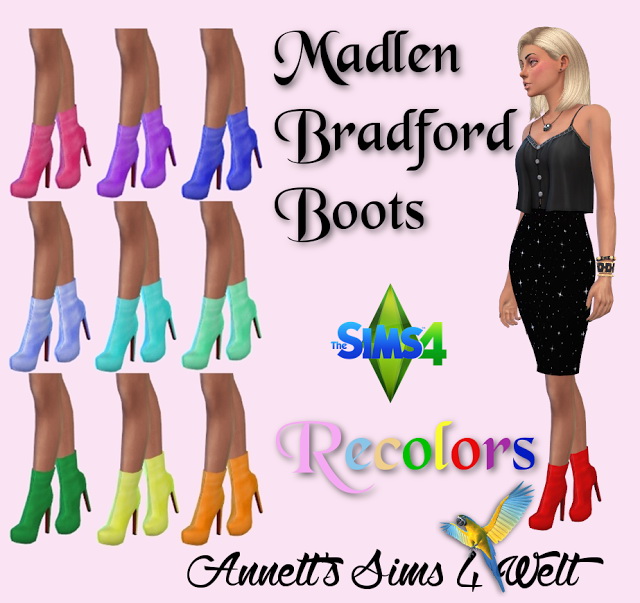 Sims 4 Madlen Bradford Boots Recolors at Annett’s Sims 4 Welt