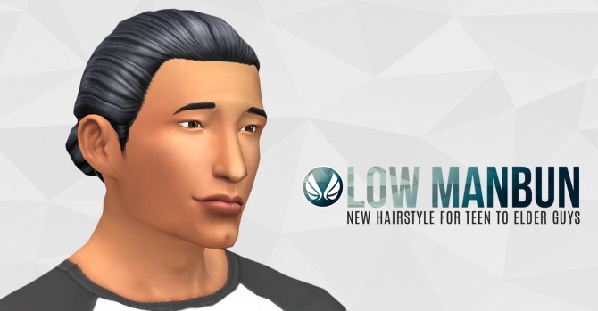 Sims 4 Low ManBun at Simsational Designs