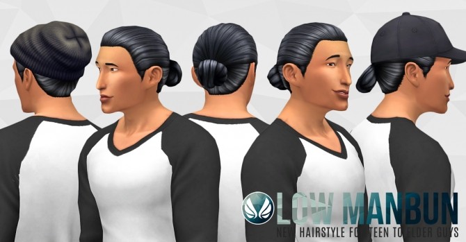 Sims 4 Low ManBun at Simsational Designs