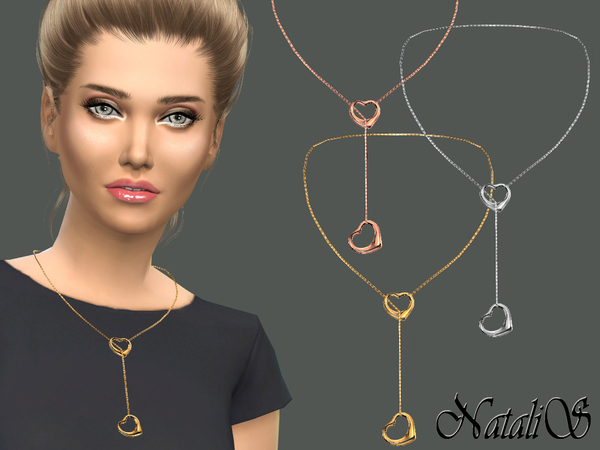 Sims 4 Double heart necklace by NataliS at TSR