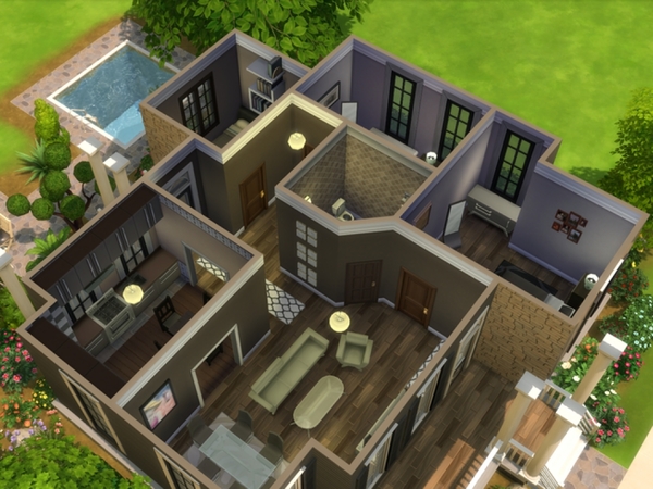 Sims 4 Traditional Base Game House by NelcaRed at TSR