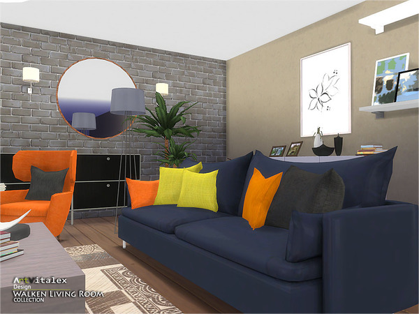 Sims 4 Walken Living Room by ArtVitalex at TSR