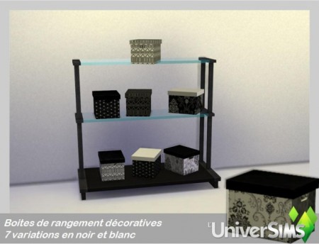 Black and white storage boxes by Sasha at L’UniverSims