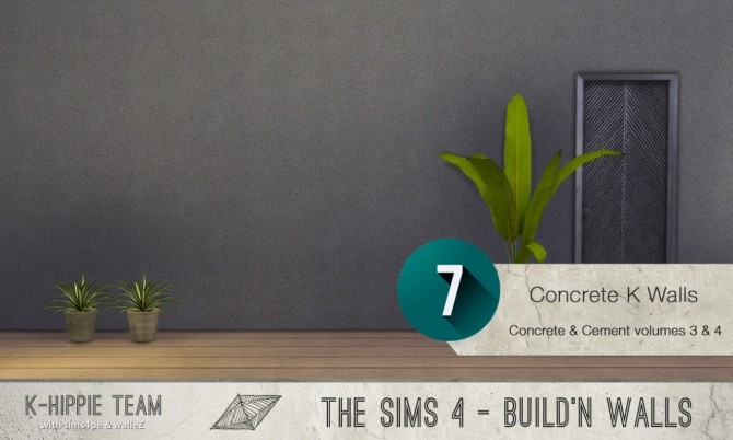 Sims 4 7x2 Concrete & Cement Walls Beton Plus Vol 3 & 4 at K hippie