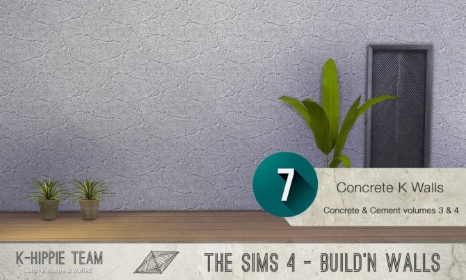 Sims 4 7x2 Concrete & Cement Walls Beton Plus Vol 3 & 4 at K hippie