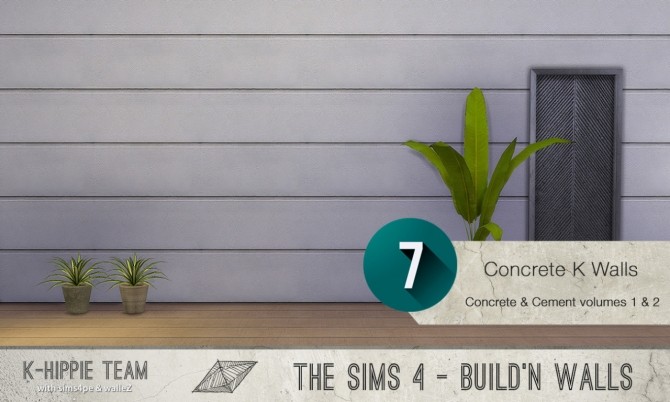 Sims 4 7x2 Concrete & Cement Walls Beton Brut Vol 1 & 2 at K hippie