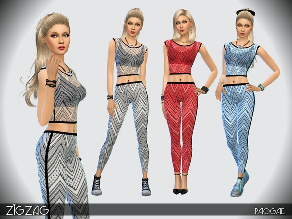 Sims 4 ZigZag outfit by Paogae at TSR
