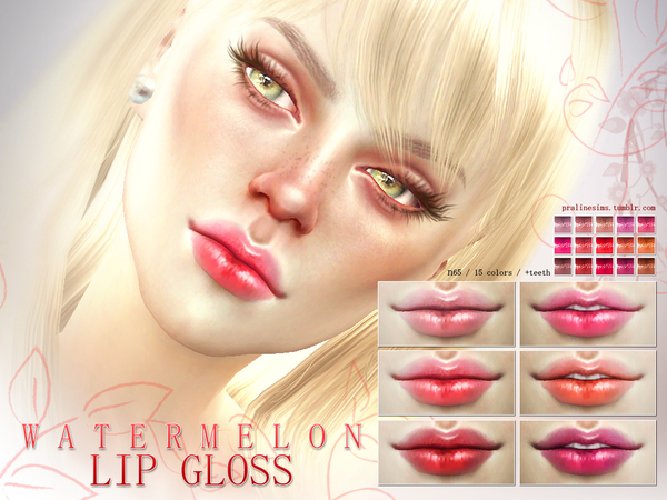 Sims 4 Watermelon Lip Gloss N65 by Pralinesims at TSR