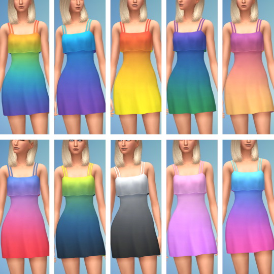 Sims 4 Ombre Dresses by xEenhoornx at SimsWorkshop
