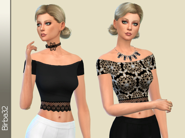Sims 4 Textured Lace Top by Birba32 at TSR