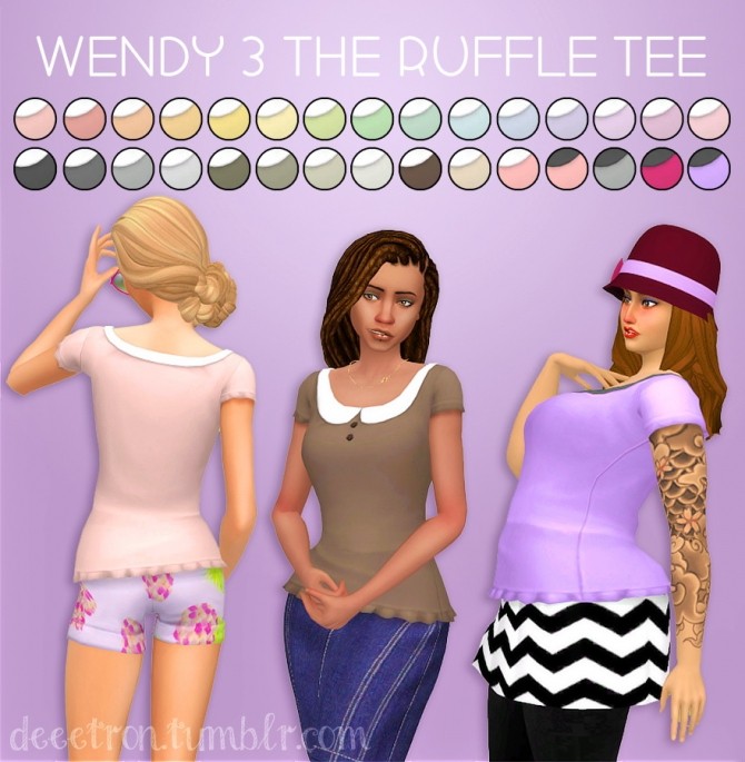 Sims 4 Peter Pan Collar Ruffle T Shirt by dtron at SimsWorkshop