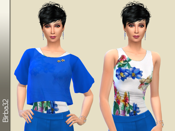 Sims 4 Blue Spring dress by Birba32 at TSR
