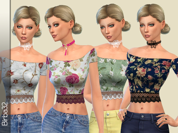 Sims 4 Textured Lace Top by Birba32 at TSR