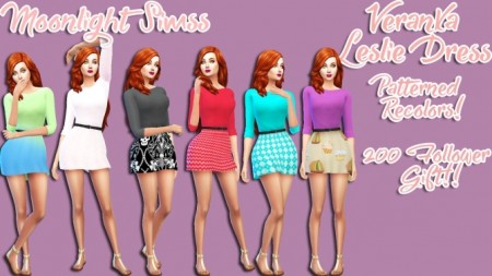 Veranka Leslie Dress Patterned Recolors by Moonlight-Simss at SimsWorkshop