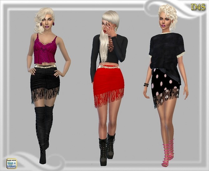 Sims 4 Fringe mini skirt at Dreaming 4 Sims