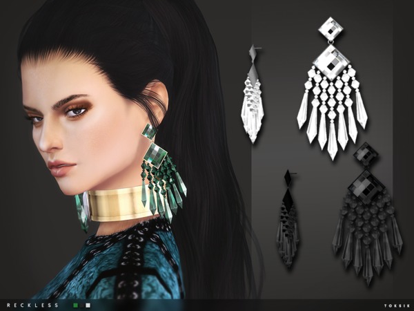 Sims 4 Reckless Earrings by toksik at TSR