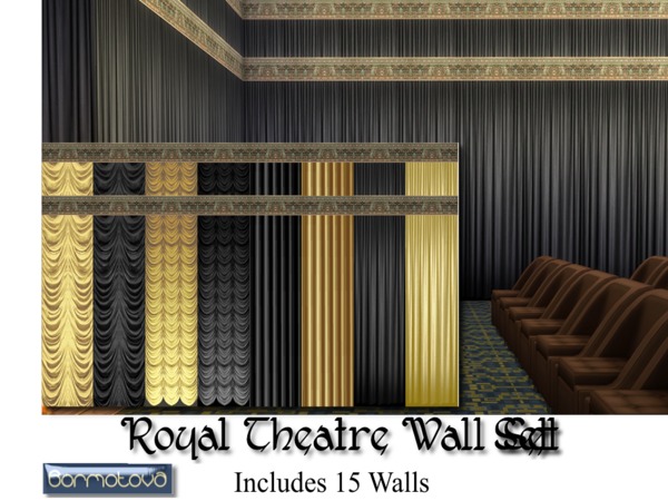 Sims 4 Royal Theatre Walls Set by abormotova at TSR