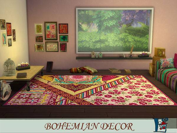 Sims 4 Bohemian decor by evi at TSR