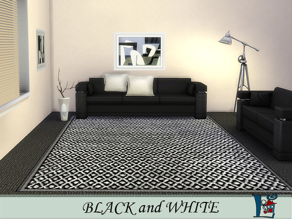 Sims 4 Black and White rugs by evi at TSR