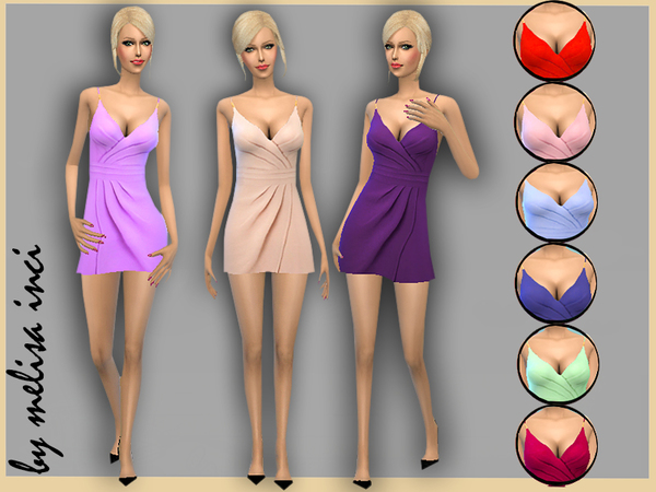 Sims 4 Strappy Mini Wrap Dress by melisa inci at TSR