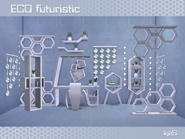 Sims 4 Eco Futuristic set by soloriya at TSR