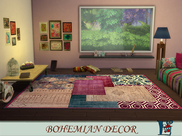 Sims 4 Bohemian decor by evi at TSR