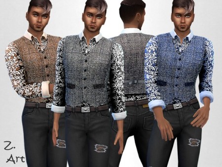 Smart Fashion X shirt with vest by Zuckerschnute20 at TSR » Sims 4 Updates