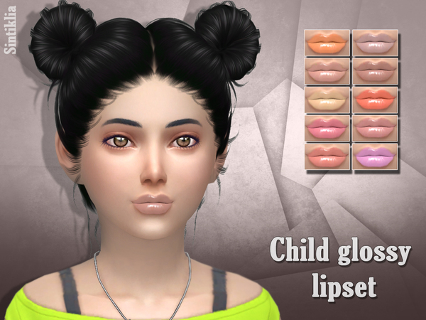 Sims 4 Child glossy lipset 2 by Sintiklia at TSR