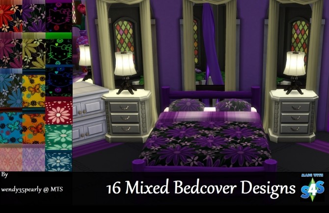 Sims 4 GP01 16 Mixed Bedcover Designs by wendy35pearly at Mod The Sims