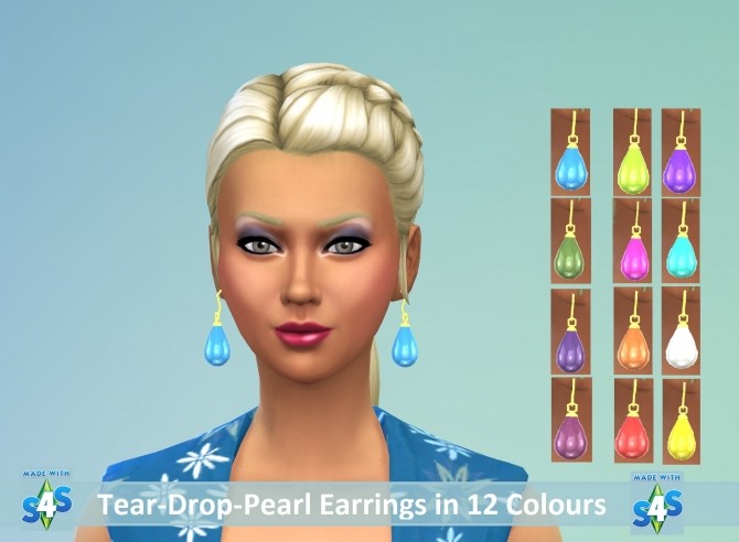 Sims 4 Ear Teardrop Pearl Earrings Set by wendy35pearly at Mod The Sims