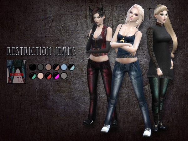 Sims 4 Restriction jeans F by RemusSirion at TSR