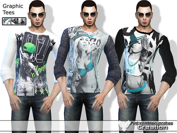 Pzc Graphic Tees Set 01 By Pinkzombiecupcakes At Tsr Sims 4 Updates