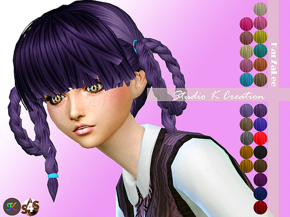 Sims 4 Animate hair 34 Aika for female at Studio K Creation
