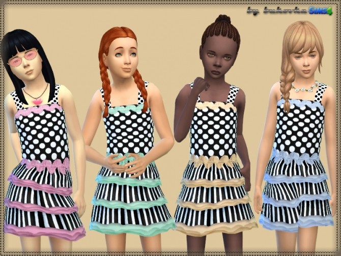 Sims 4 Dress Polka Dots & Lines at Bukovka