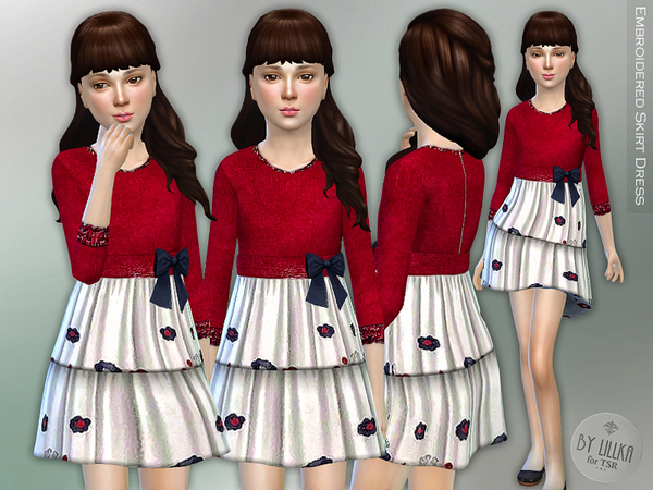 Sims 4 Embroidered Skirt Dress by lillka at TSR